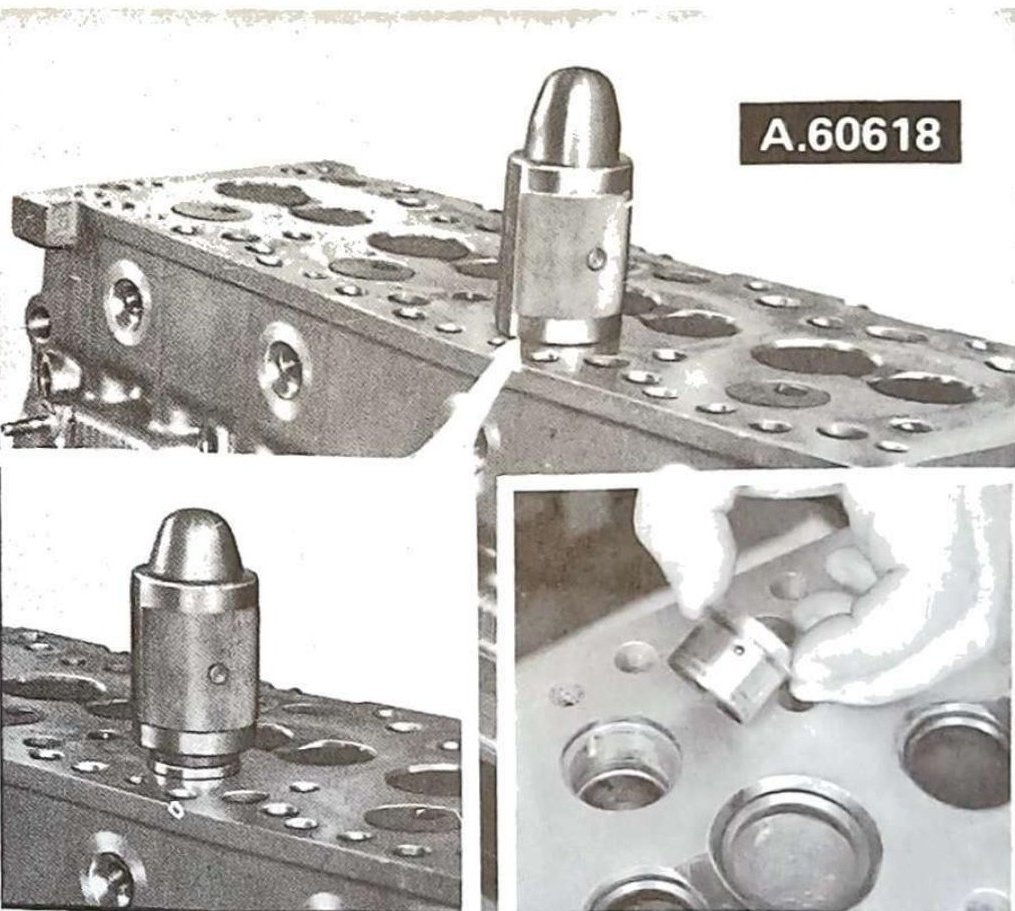 Montaggio tappi precamera di combustione con attrezzo A.60618
