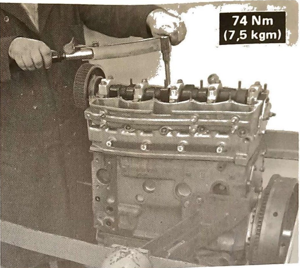 Montaggio e serraggio a coppia della testa al gruppo: coppia 74 Nm (7,5 kgm)