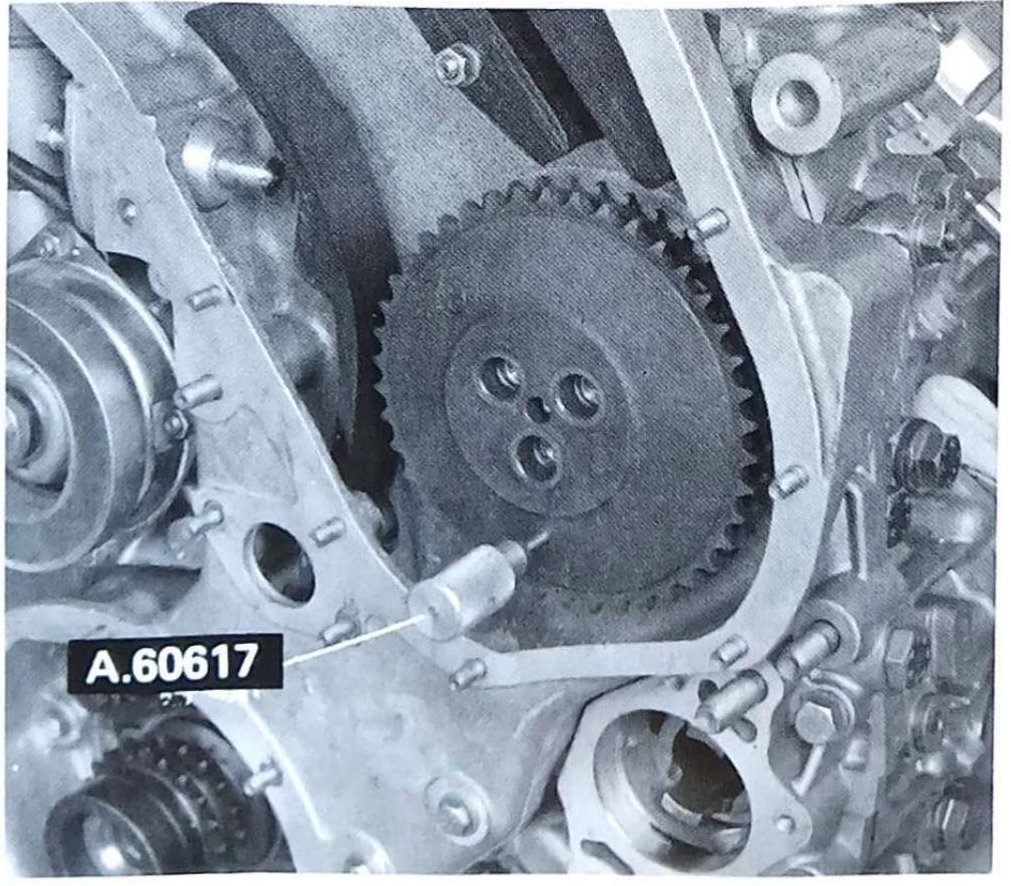 Posizionamento ingranaggio comando organi ausiliari con attrezzo A.60617
