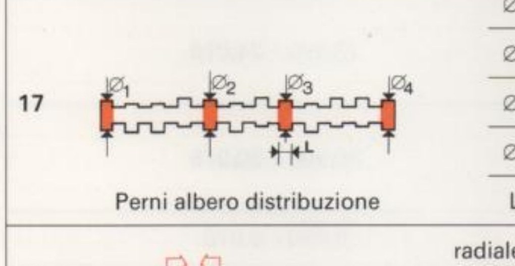 Perni albero distribuzione: quote ⌀1÷⌀4 e L