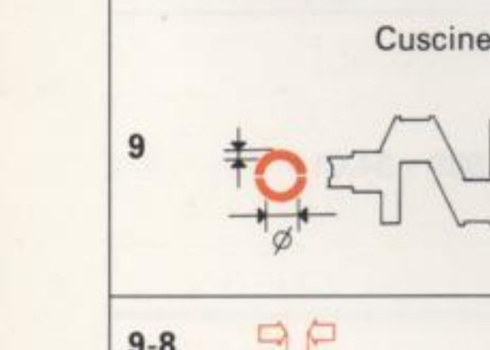 Cuscinetto di banco con quote L e ⌀ (rif. 9)