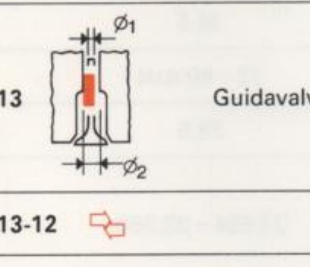 Guidavalvola: diametri ⌀₁ e ⌀₂ (rif. 13)