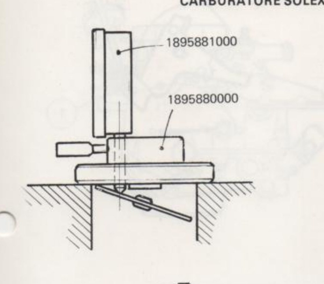 Supporto comparatore 1895881000 e 1895880000 sulla flangia del carburatore — posizione di minimo