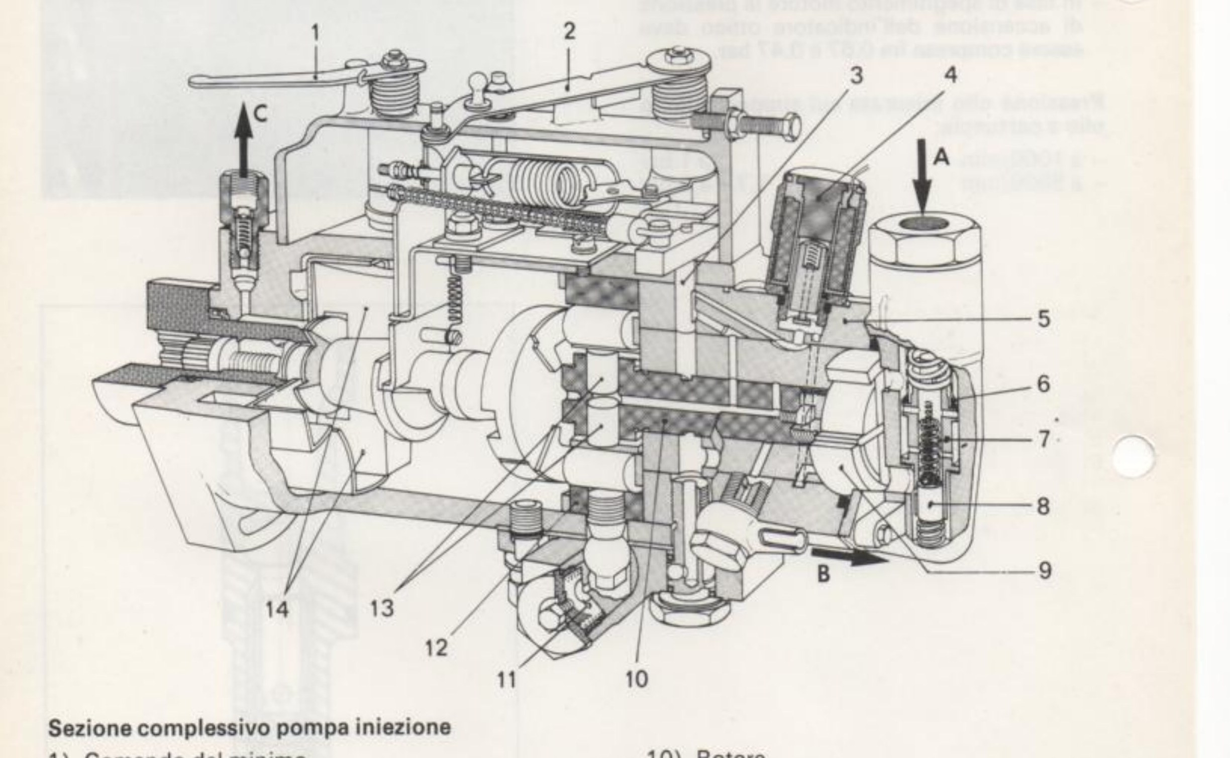 Sezione complessivo pompa iniezione