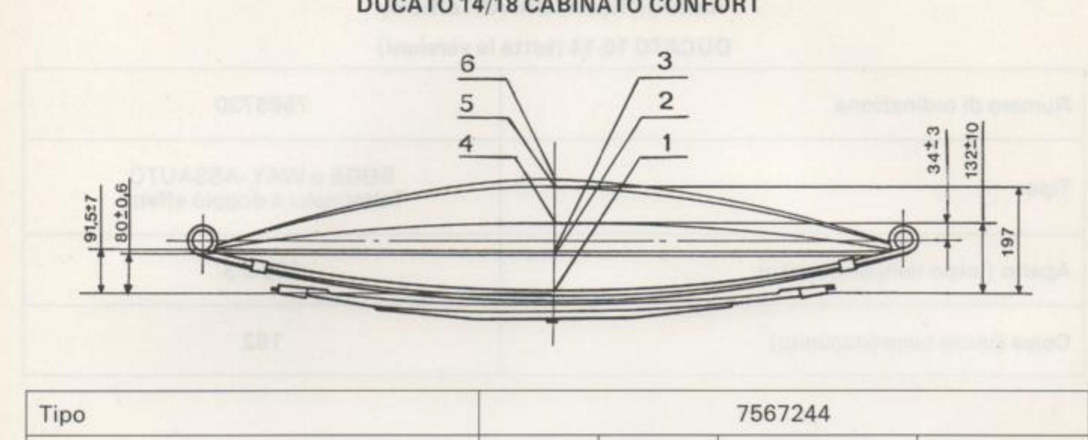Balestra posteriore Ducato 14/18 Cabinato Confort con quote e posizioni di controllo 1÷6