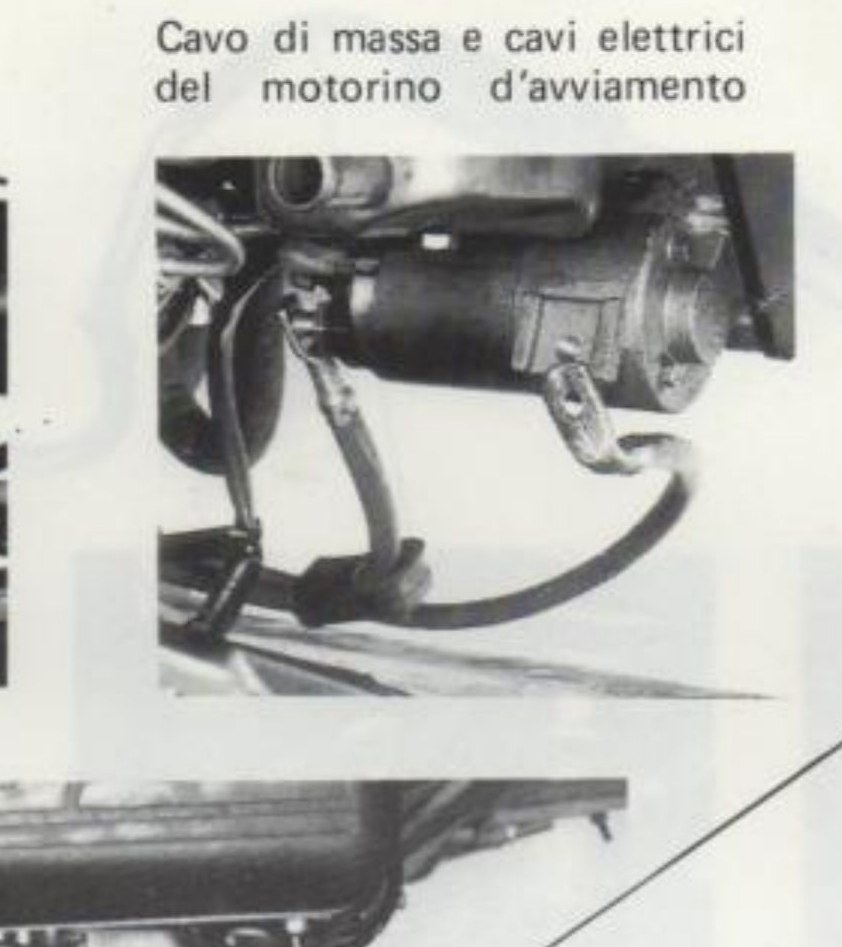 Cavo di massa e cavi elettrici del motorino d'avviamento