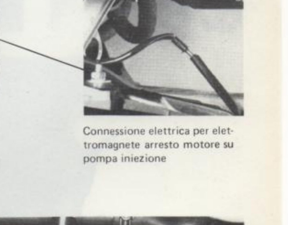 Connessione elettrica per elettromagnete arresto motore su pompa iniezione