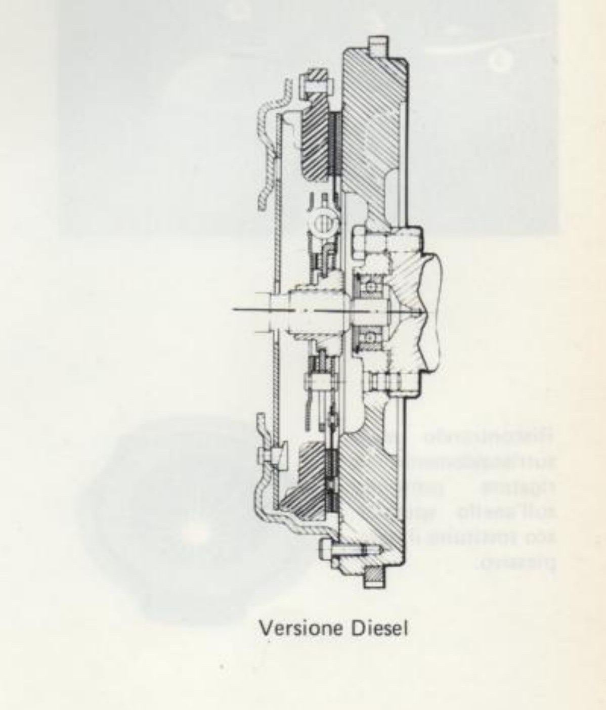 Sezione longitudinale del complessivo frizione - Versione Diesel