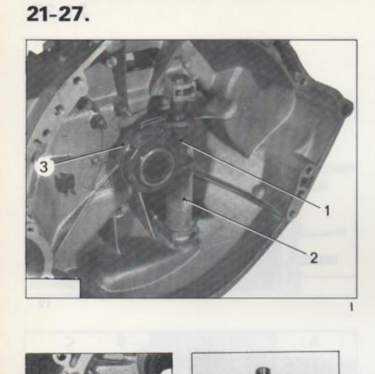 Comando frizione - vista d'insieme con riferimenti 1, 2, 3 (fig. I)