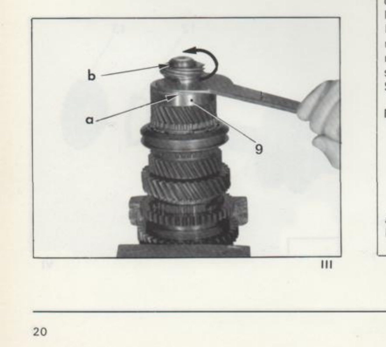 Bloccaggio albero in morsa, collarino "b", cuscinetto (9) - fig. III