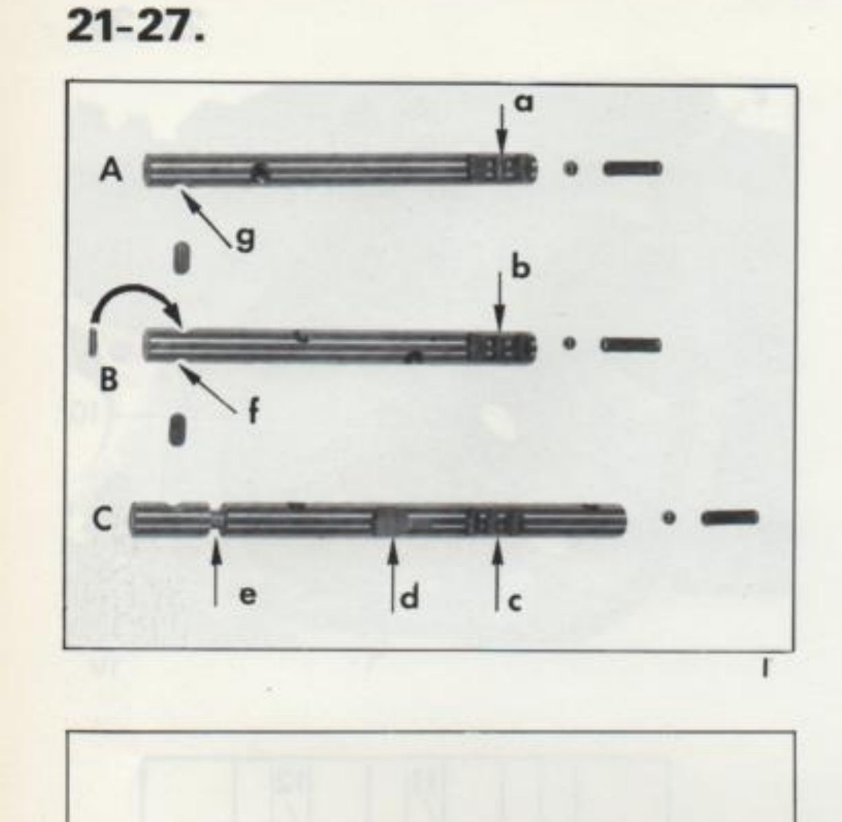 Aste per forcelle - identificazione scanalature (a, b, c, d, e, f, g) - fig. I