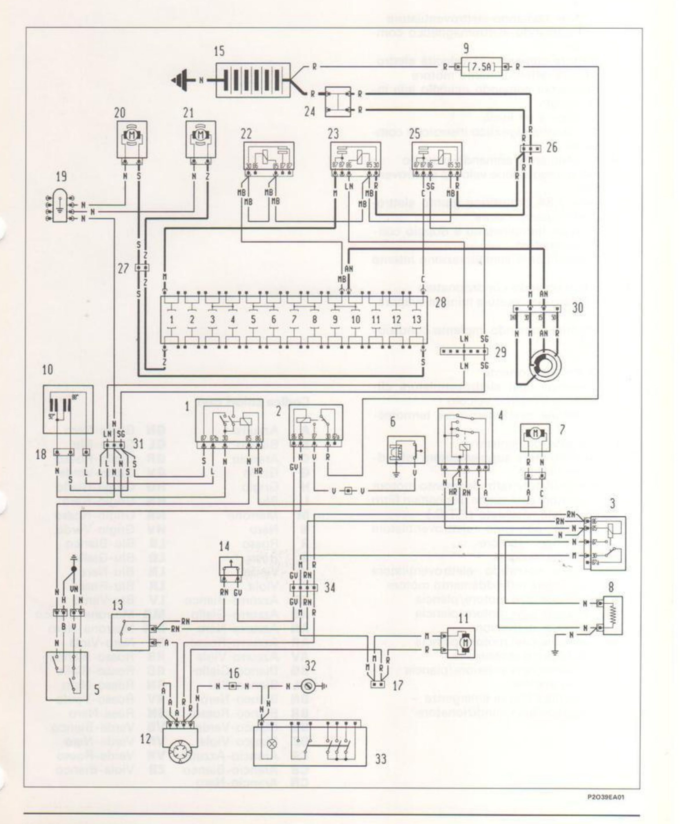 Schema elettrico del condizionatore (rif. P2O39EA01)