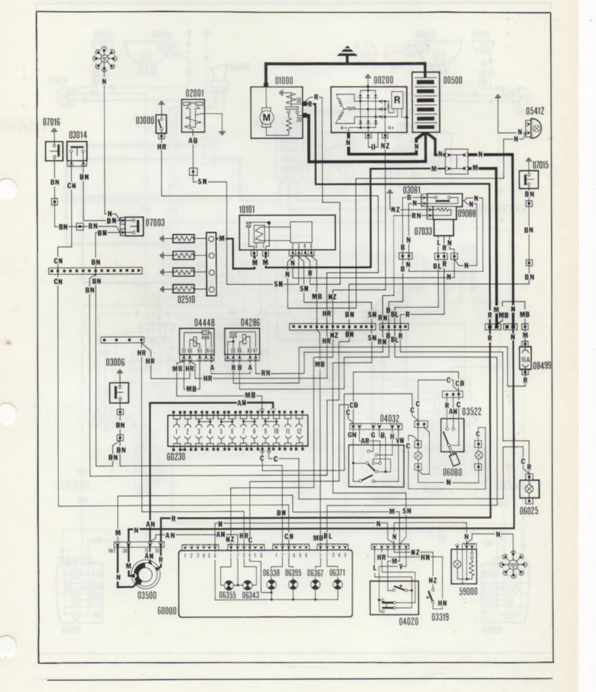 Schema elettrico Ducato diesel: avviamento, ricarica, preriscaldo candelette, riscaldamento filtro gasolio e dispositivi di segnalazione