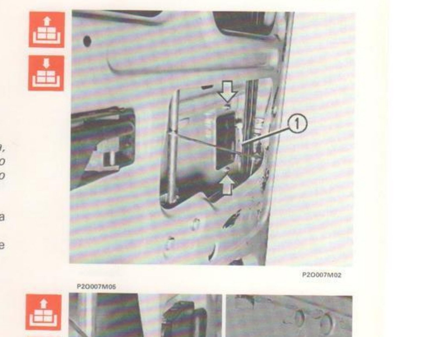 Punti di fissaggio maniglia esterna e tirante di comando (1) (P2O007M05 / P2O007M02)