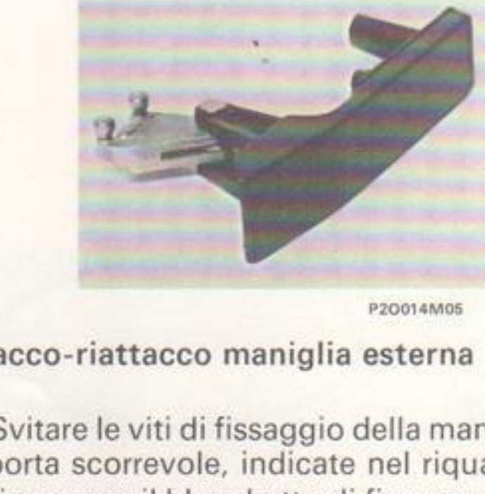 Maniglia esterna sfilata dalla guida (P2O014M05)
